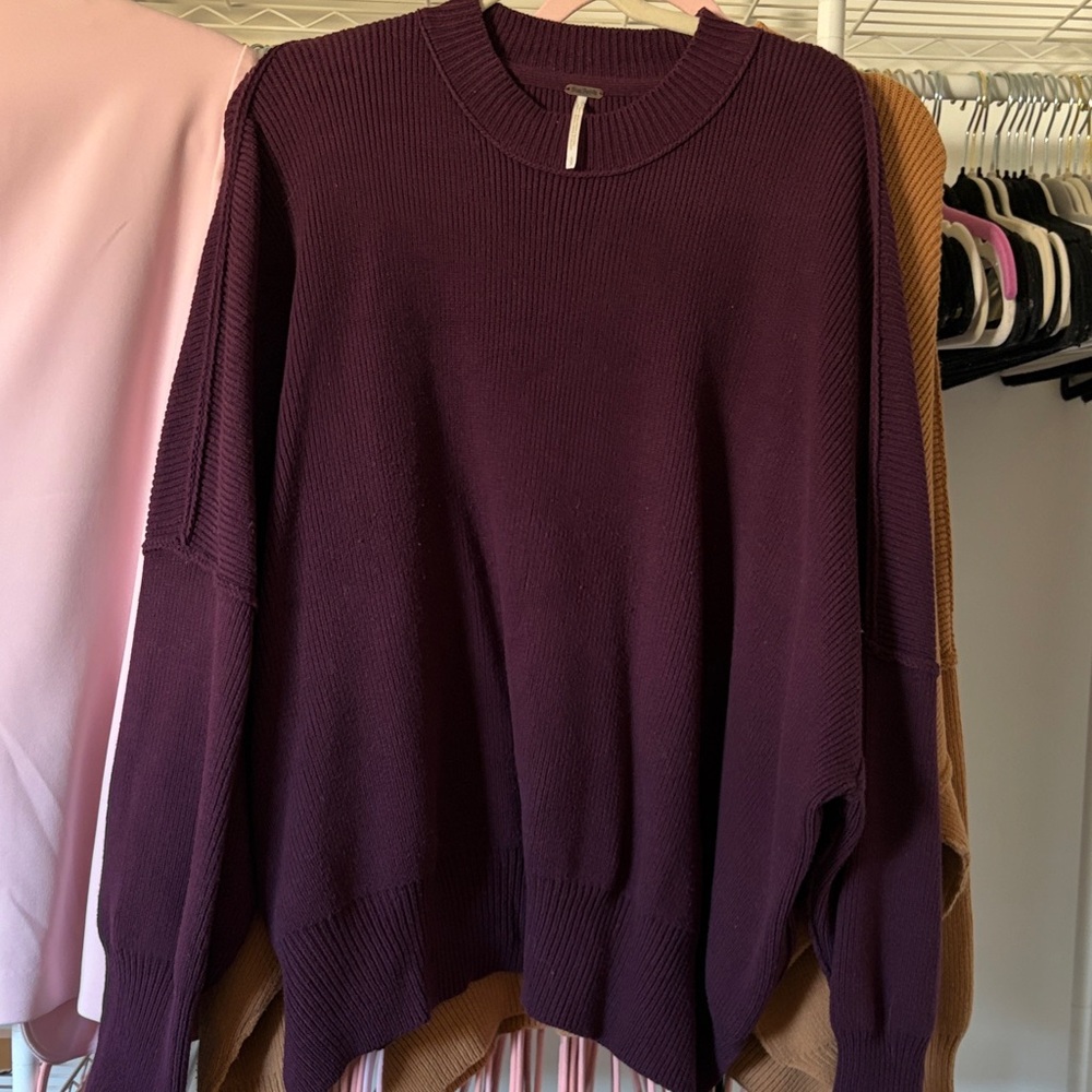 Free people easy street tunic Plum Crewneck Women's Sweater